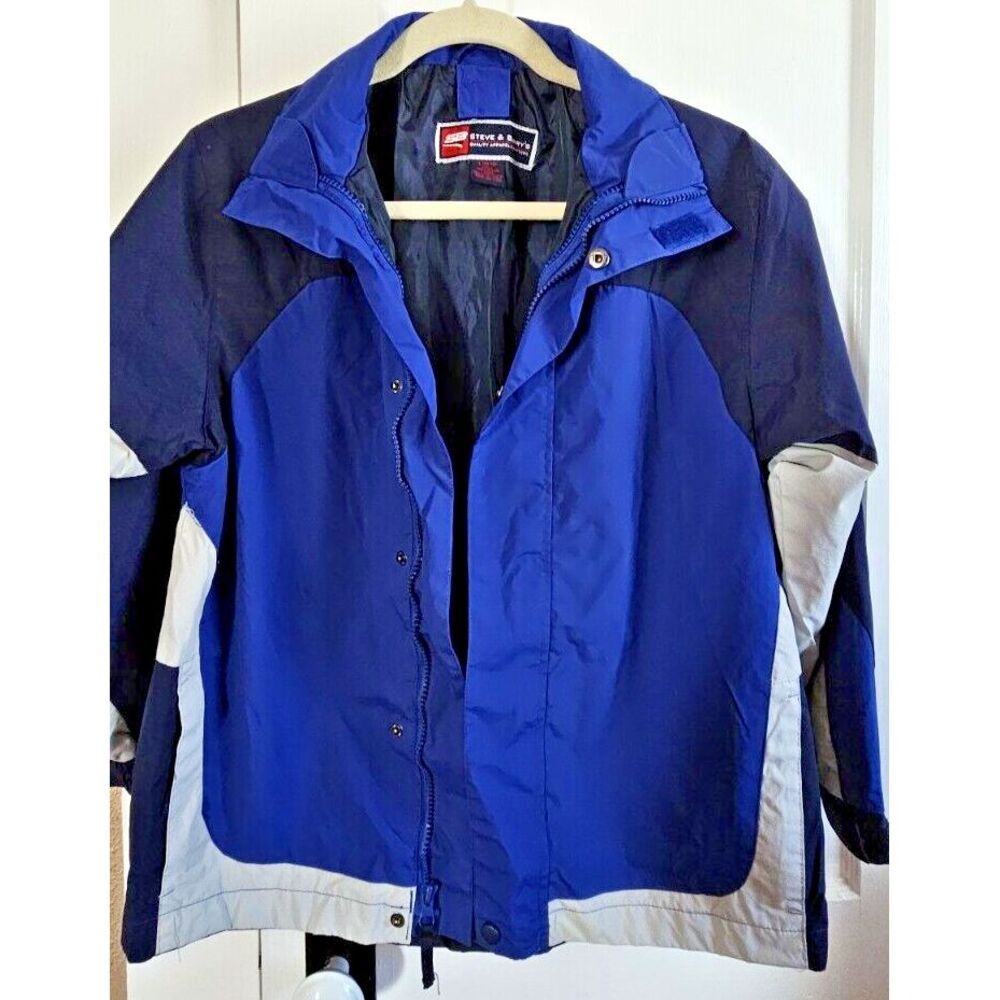 Steve & Barry boy Sz L(10/12) blue jacket lined full zip 100% Nylon
